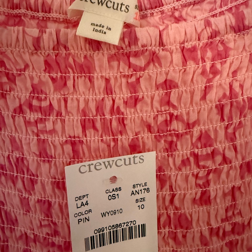 J Crew Crewcuts Girls' Pink smocked ruffle dress Fish Print NWT Size 10 - Picture 4 of 5